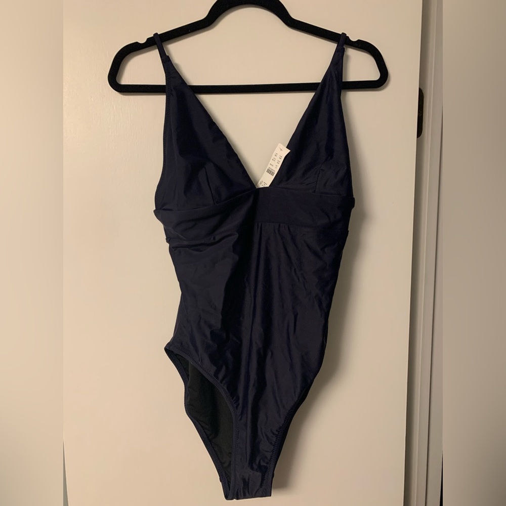 J Crew long torso deep V-Neck French One Piece- NWT